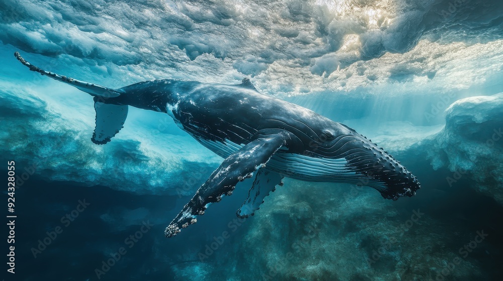 Poster Humpback Whale Under Icy Water 