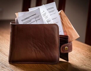 Empty Wallet with Bills