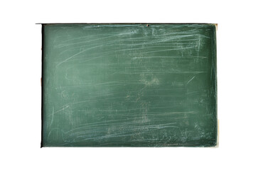 Fototapeta premium PNG Empty green chalkboard with scratches in a classroom setting