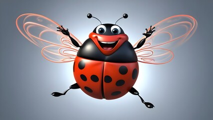 dancing ladybug a ladybug character with its wings spread.