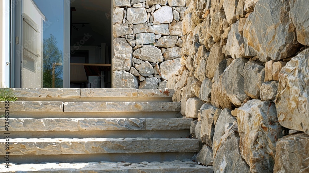 Poster a contemporary entryway with a twist the use of rough stone cladding adds a touch of natural charm t