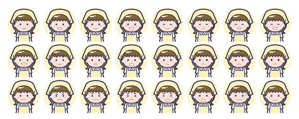 女性ハウスキーパーの表情セット