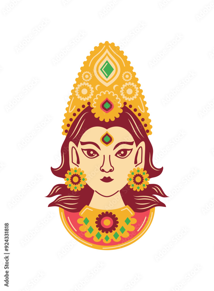 Poster goddess durga face in happy navratri