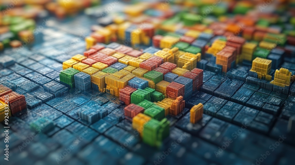 Poster abstract colorful cubes pattern.