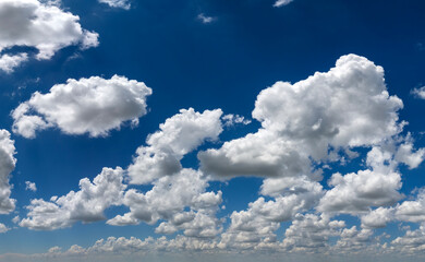 Florida weather. Blue sky with white summer rain clouds. Colorful summer landscape