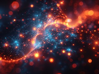 Fototapeta premium A 3D abstract representation of a central hub with connections radiating outward, symbolizing a connection point.