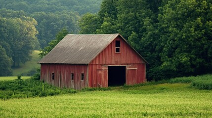 Obraz premium Red Barn in a Field.