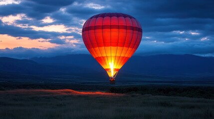 Naklejka premium Hot Air Balloon at Dusk