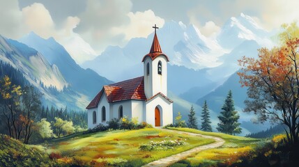 Fototapeta premium Church in the Mountains.