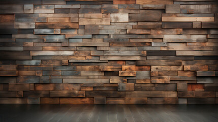 Rustic Wooden Wall with a Harmonious Blend of Earthy Tones and Natural Textures