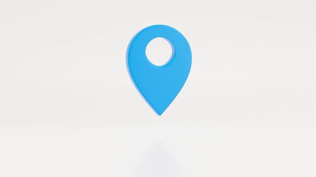 3d render of location pin isolated on white background, looping animation
