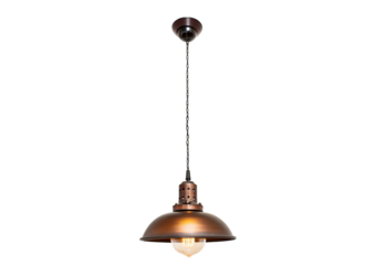 Vintage industrial style pendant lamps over isolated on a transparent or white background