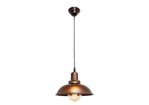 Vintage industrial style pendant lamps over isolated on a transparent or white background