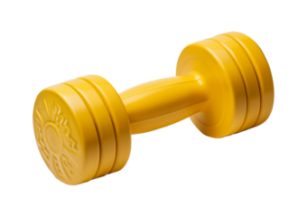 yellow dumbbell isolated on a transparent or white background