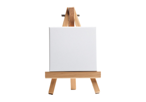 Wooden easel with blank canvas isolated on a transparent or white background