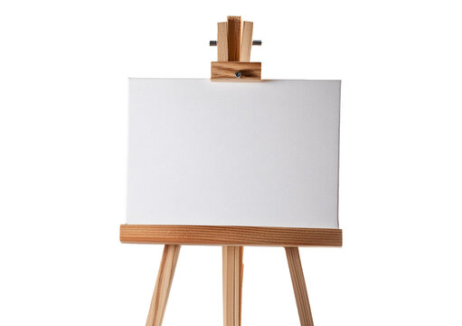 Wooden easel with blank canvas isolated on a transparent or white background
