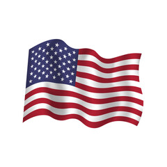 Fototapeta premium USA flag waving. Isolated vector illustration of American flag with stars and stripes. US national symbol