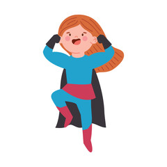 cute cartoon girl in superhero costume
