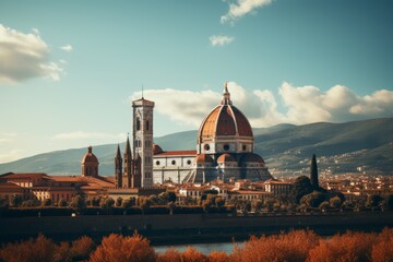 Obraz premium Quadratura Majesty Dark Orange and Pink Over Florence’s Hills