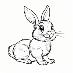 cartoon of a Rabbit children coloring book page 