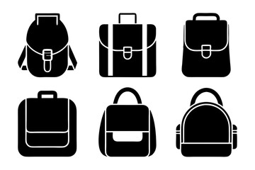 illustration set of a bag icon silhouette vector art