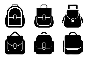 illustration set of a bag icon silhouette vector art