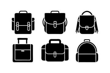 illustration set of a bag icon silhouette vector art
