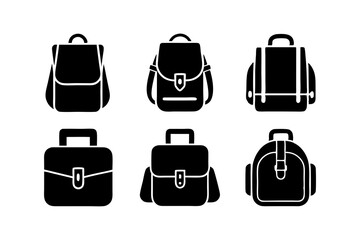 illustration set of a bag icon silhouette vector art