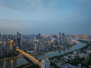 Naklejka premium Skyline view of Wuhan City landmark
