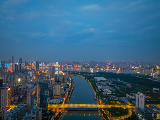 Fototapeta premium Skyline view of Wuhan City landmark