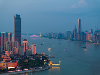 Fototapeta premium Skyline view of Wuhan City landmark