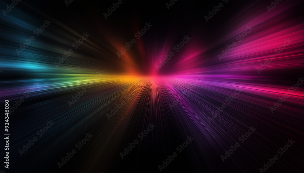 Poster a vibrant abstract background with composition of blurred vertical stripes in a spectrum of colors, 