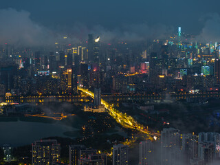 Fototapeta premium Skyline view of Wuhan City landmark