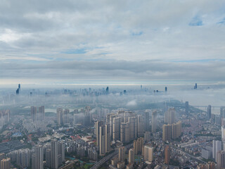 Fototapeta premium Skyline view of Wuhan City landmark