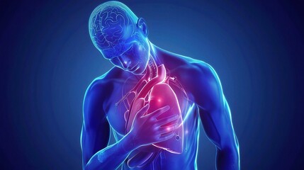 Medical Emergency: Adult Experiencing Chest Pain, Seeking Help with Hand on Chest, Urgent Care Concept