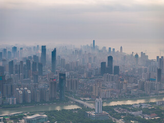 Skyline view of Wuhan City landmark