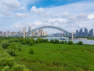 Skyline view of Wuhan City landmark