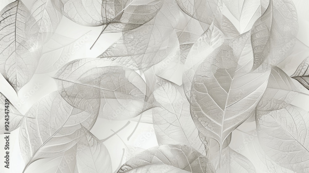 Poster a monochromatic design featuring abstract leaf s resembling a delicate lace pattern with intricate d