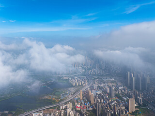 Skyline view of Wuhan City landmark