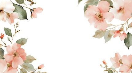 Obraz premium Embrace Nature's Beauty: A Delicate Floral Watercolor Frame for Your Creative Projects