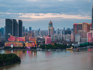 Fototapeta premium Skyline view of Wuhan City landmark