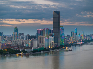 Fototapeta premium Skyline view of Wuhan City landmark
