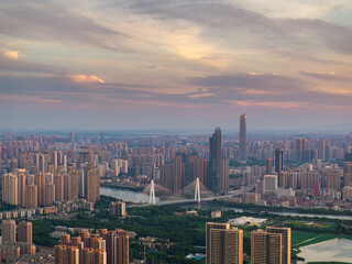Fototapeta premium Skyline view of Wuhan City landmark