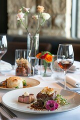 Fototapeta premium Exquisite culinary creations gourmet artistry unveiled in a stylish and elegant morning setting