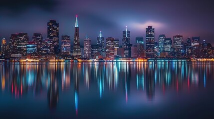 Fototapeta premium Nighttime Photography: Venture out with your camera at night. Shoot long-exposure city lights, star trails, or glowing landmarks to create captivating night photos. 