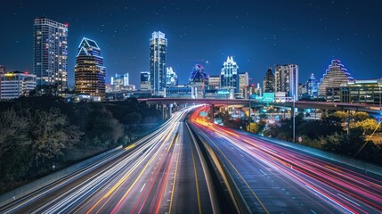 Obraz premium Nighttime Photography: Venture into the night with your camera. Capture long-exposure images of glowing city lights, star trails, and illuminated landmarks for dramatic effects. 