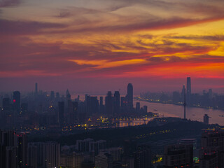 Fototapeta premium Skyline view of Wuhan City landmark