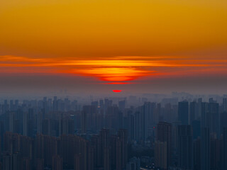 Skyline view of Wuhan City landmark