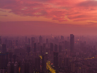 Fototapeta premium Skyline view of Wuhan City landmark