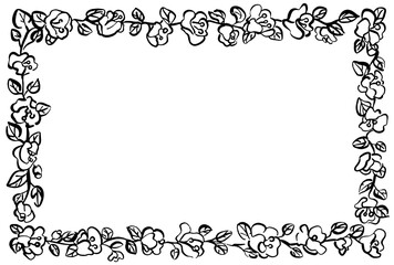 植物のフレーム　長方形　1色